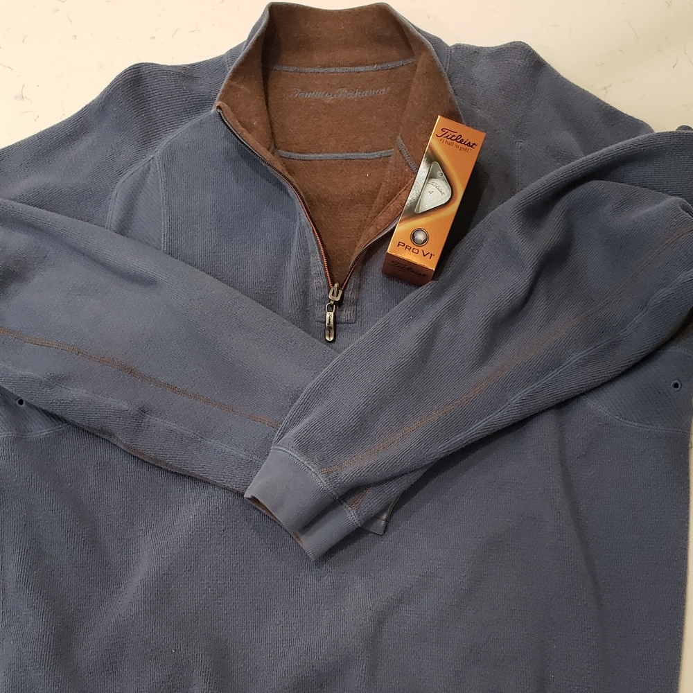 Tommy Bahama 1/4 zip reversible pullover.